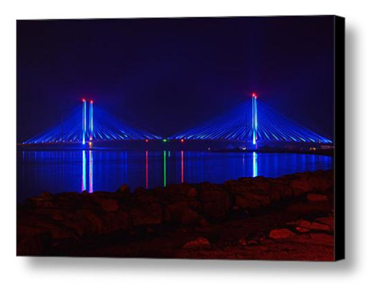 Indian River Bridge at Night on Canvas from Fine Art America